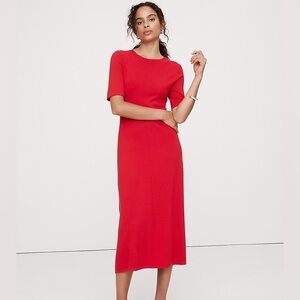 NWOT Banana Republic Vibrant Red Knit Midi Dress